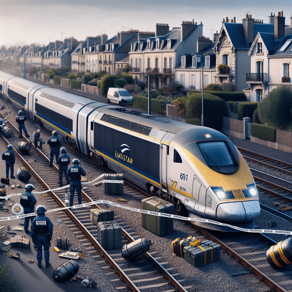 Eurostar train stopped in Saint Denis, Paris with experts inspecting