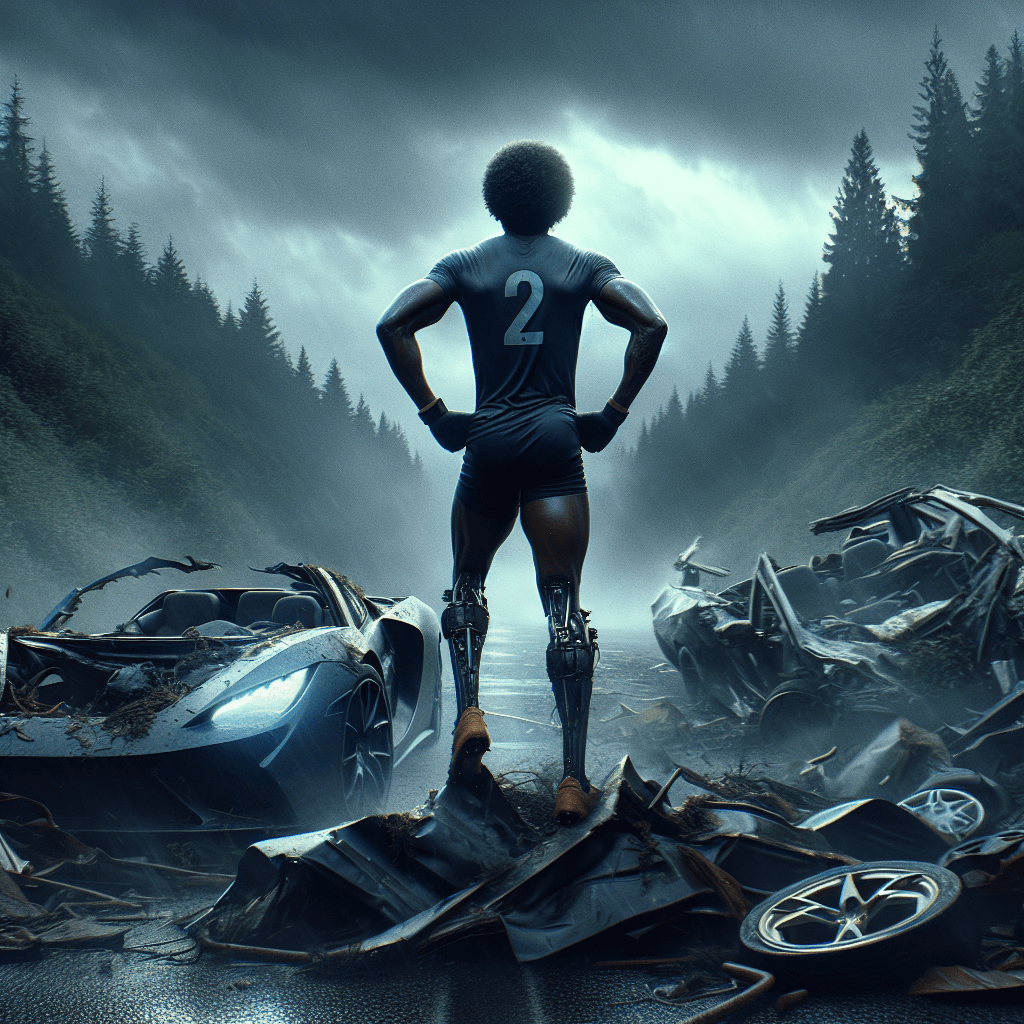 Michail Antonio emerging from wrecked Ferrari