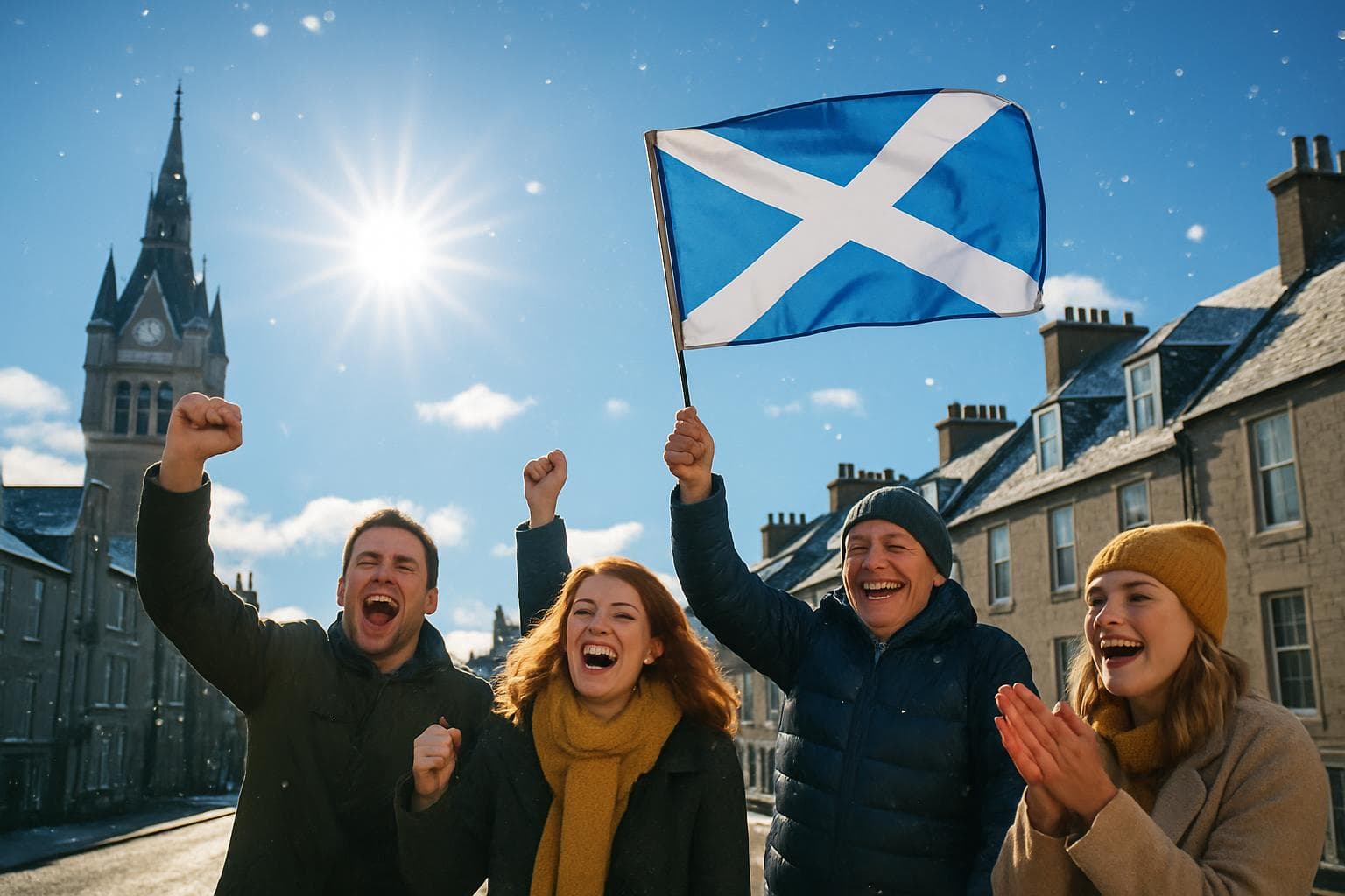 Aberdeen residents celebrating under a sunny sky