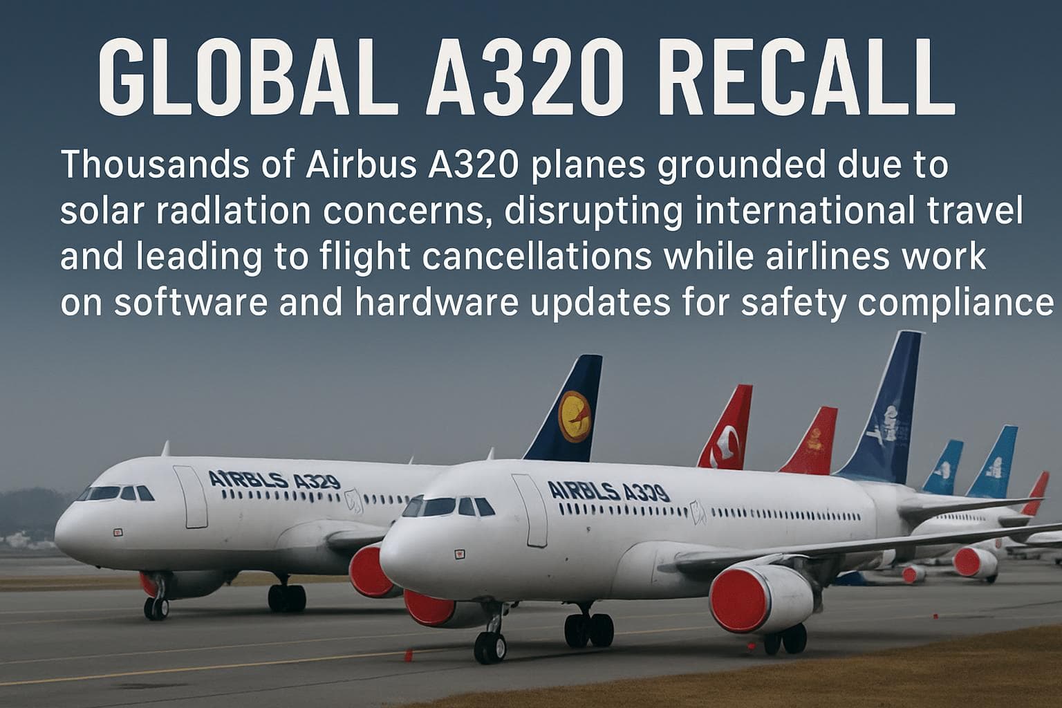 Grounded Airbus A320 planes at an airport
