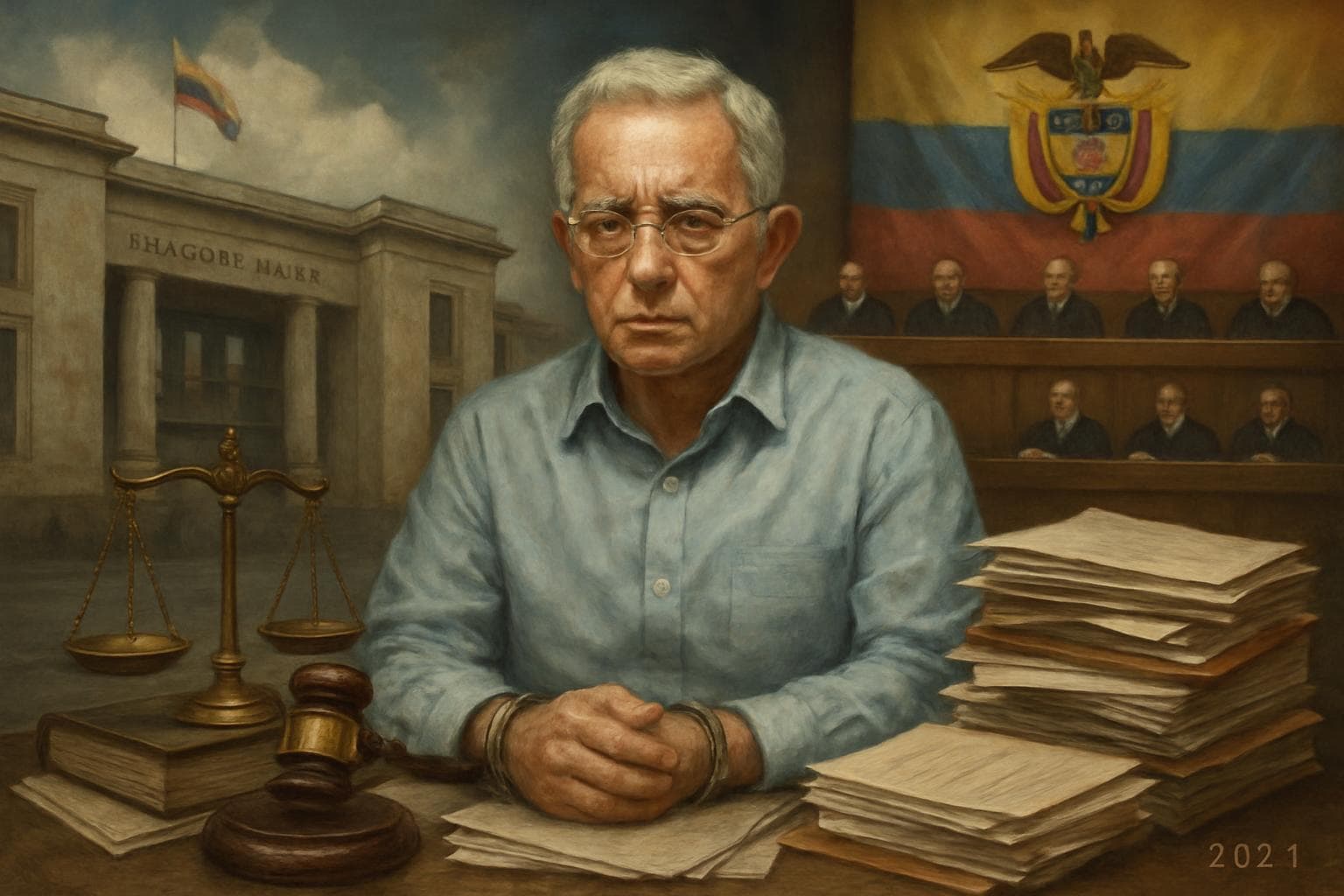 Álvaro Uribe under house arrest with legal documents