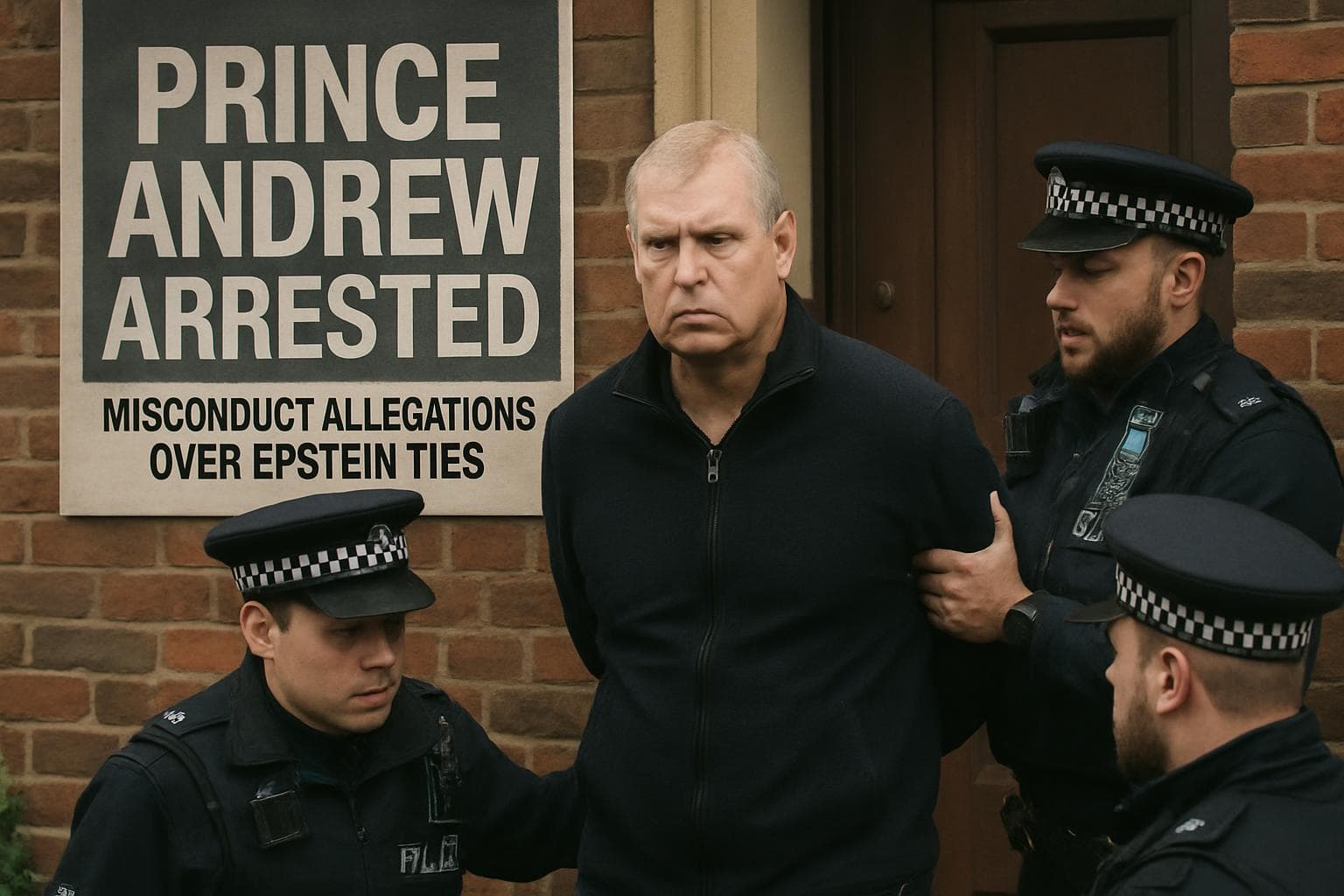Andrew Mountbatten-Windsor being arrested by police at Norfolk home