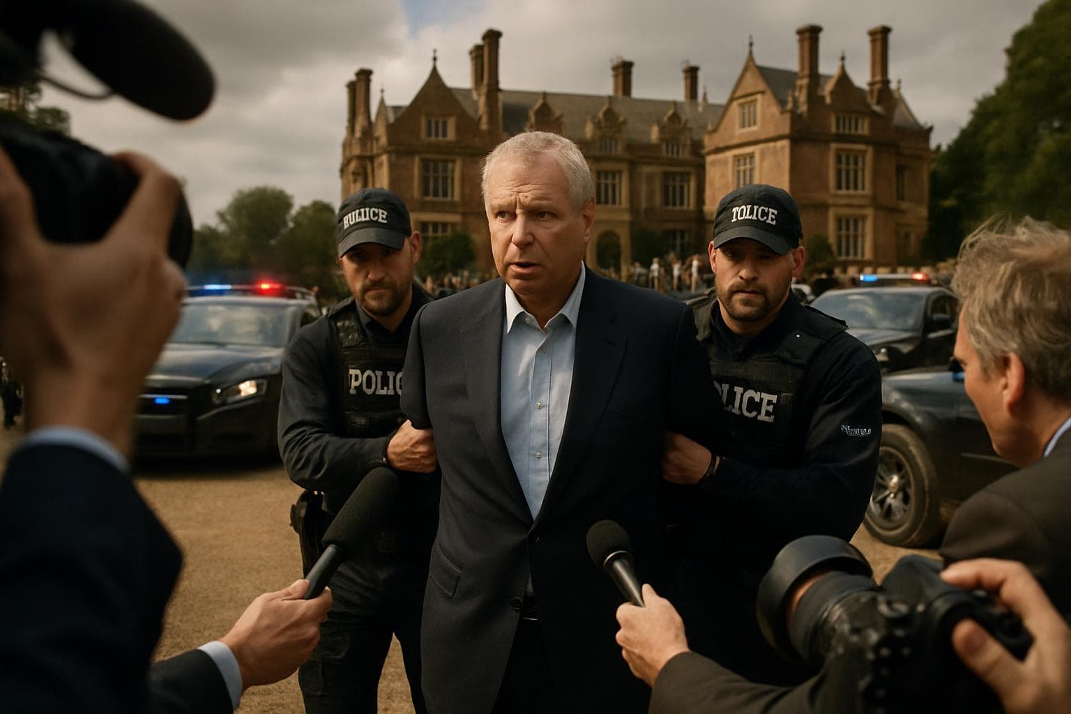 Andrew Mountbatten-Windsor arrested at grand estate with police cars