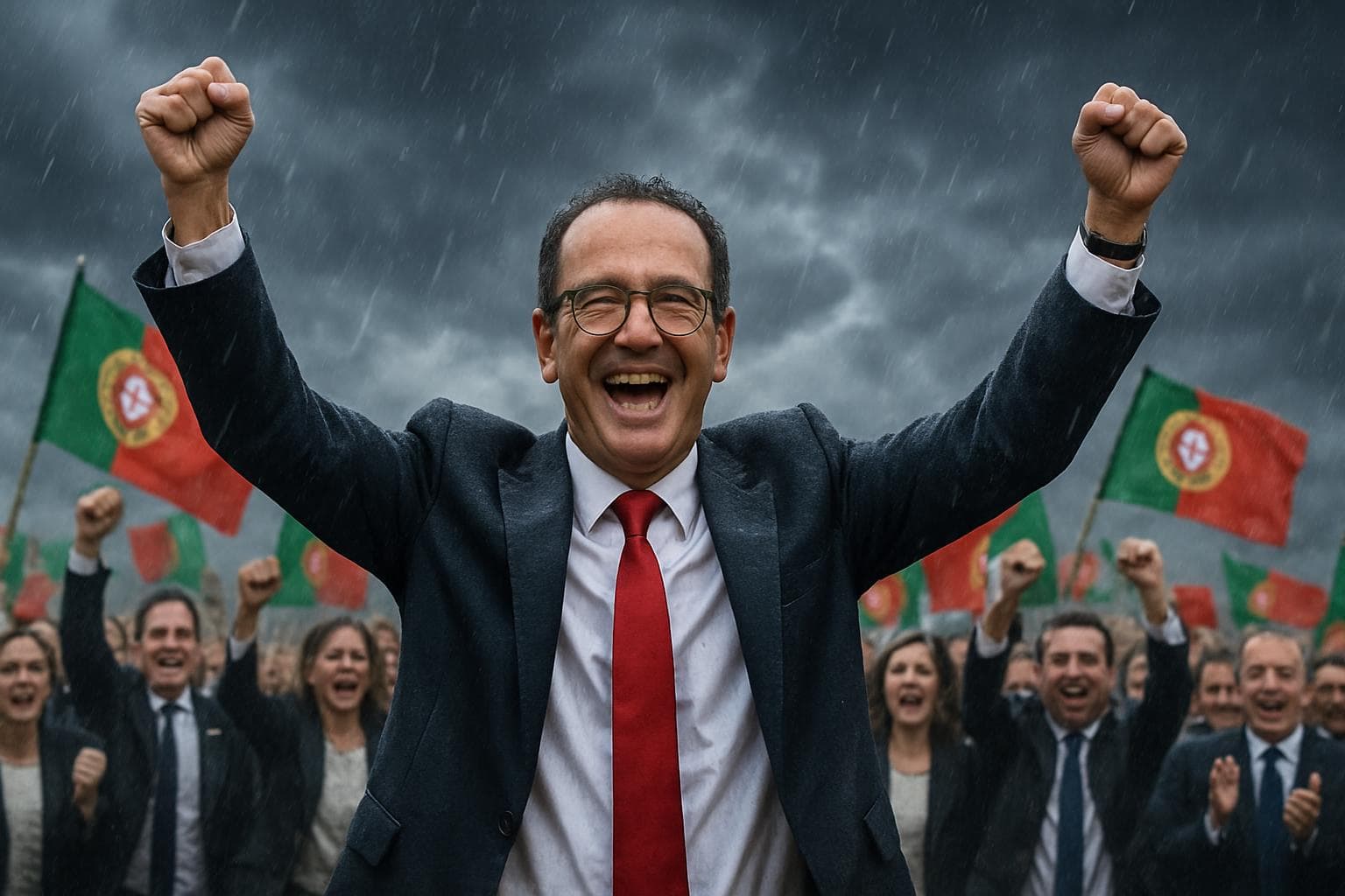 António José Seguro celebrating Portuguese presidential election win