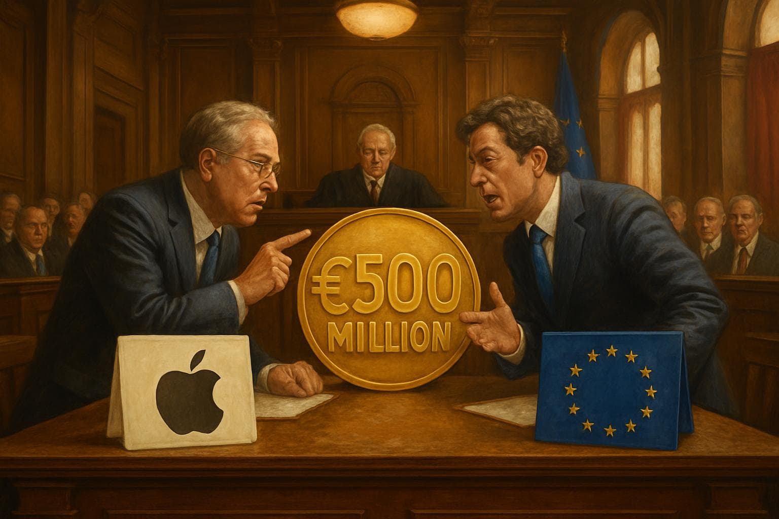 Courtroom battle between Apple and the European Union over a 500 million Euro fine