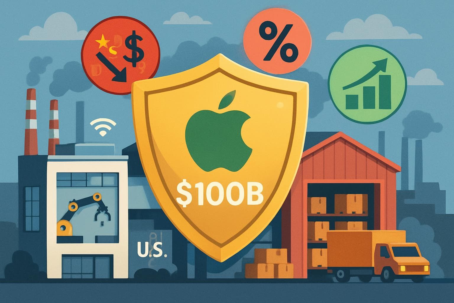 Apple's investment in US factories with trade symbols