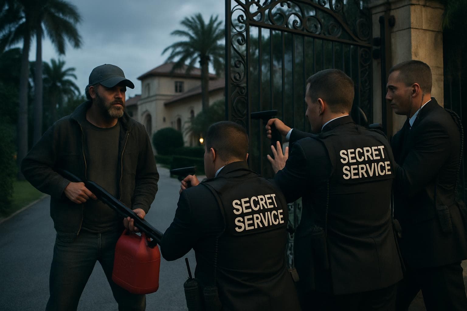 Armed intruder with shotgun and fuel can confronted by Secret Service