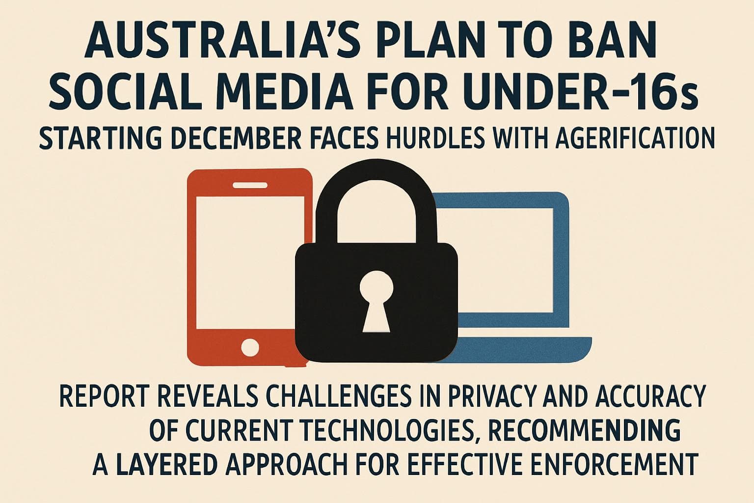 Australian flag with social media icons and age restriction symbol