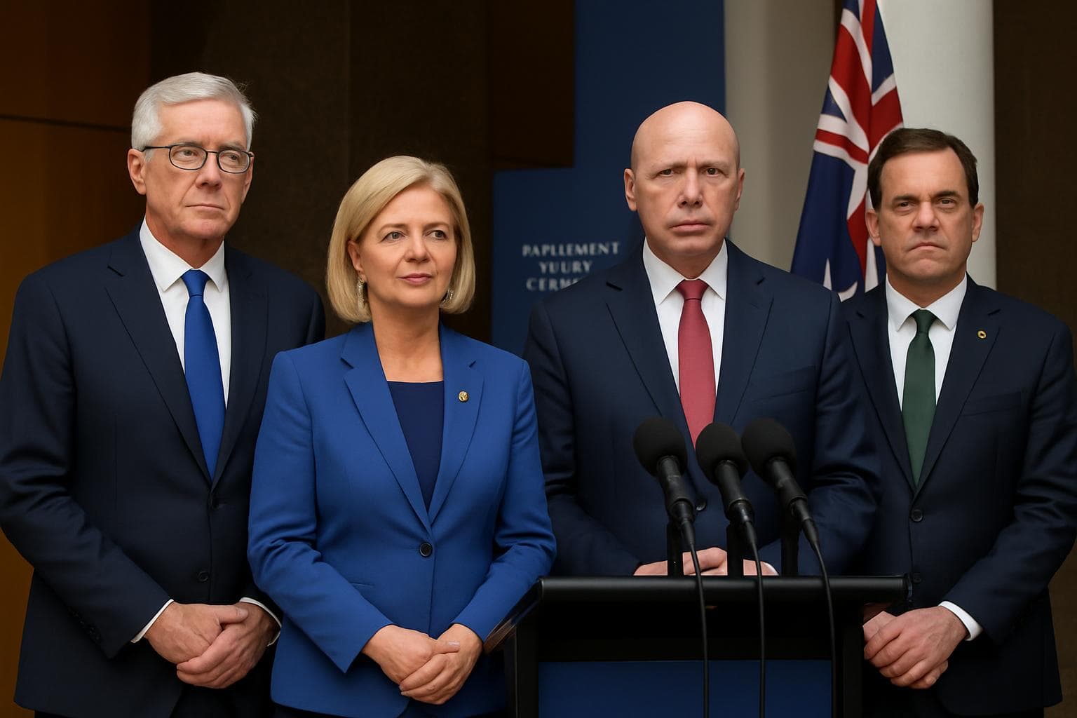 Australian Liberal-National leaders at a press conference