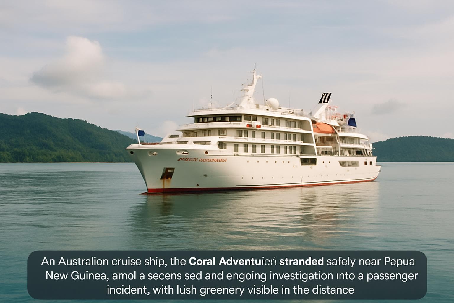 Coral Adventurer cruise ship stranded near Papua New Guinea