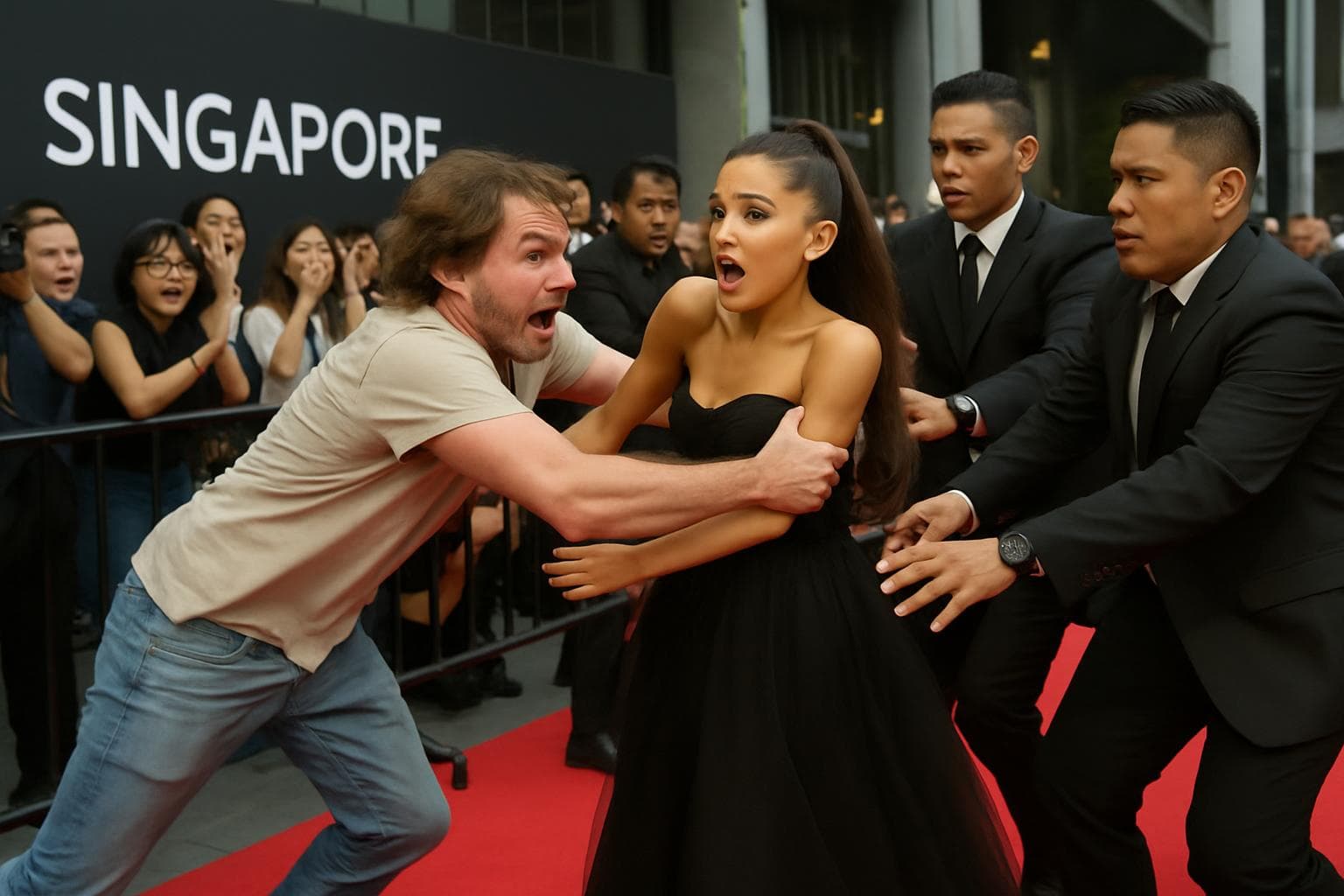 Australian man jumping barricade to reach Ariana Grande