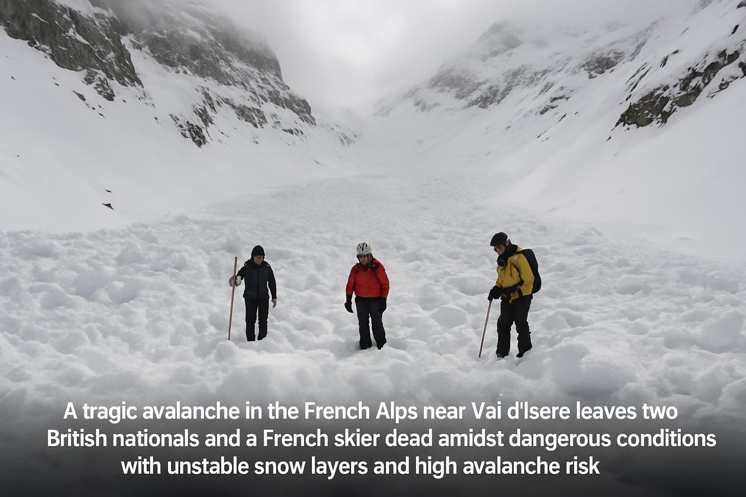 Avalanche in the French Alps near Val d'Isère