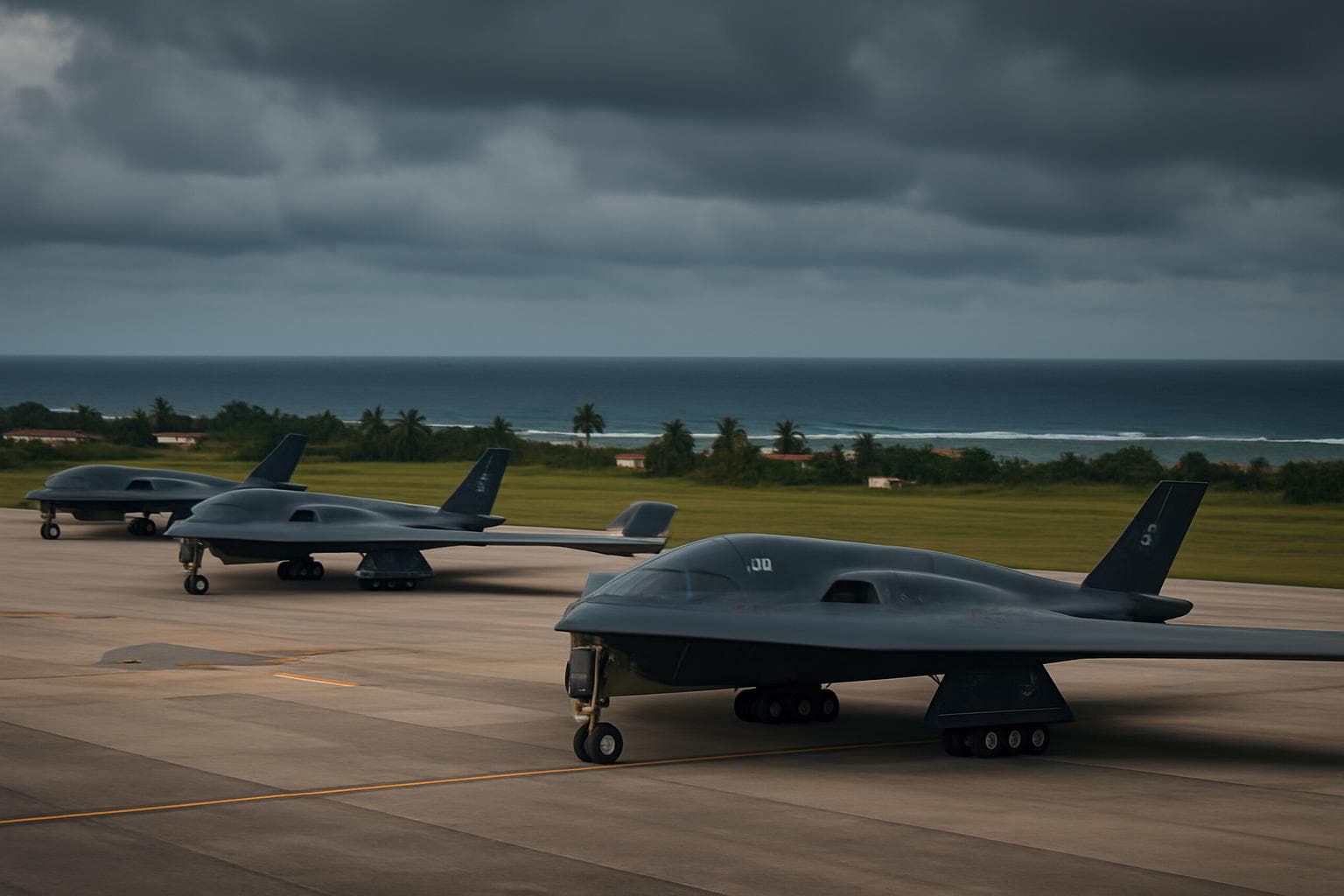 B-2 stealth bombers stationed on Guam airfield