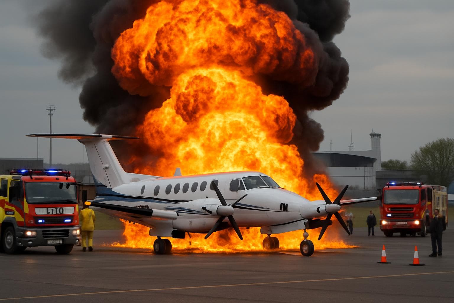 Beechcraft B200 plane crash with fireball at Southend Airport