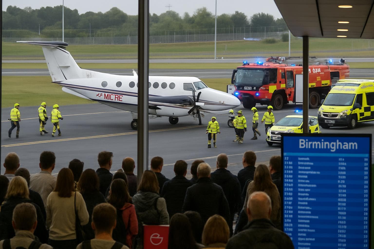 Beechcraft B200 Super King Air on runway at Birmingham Airport