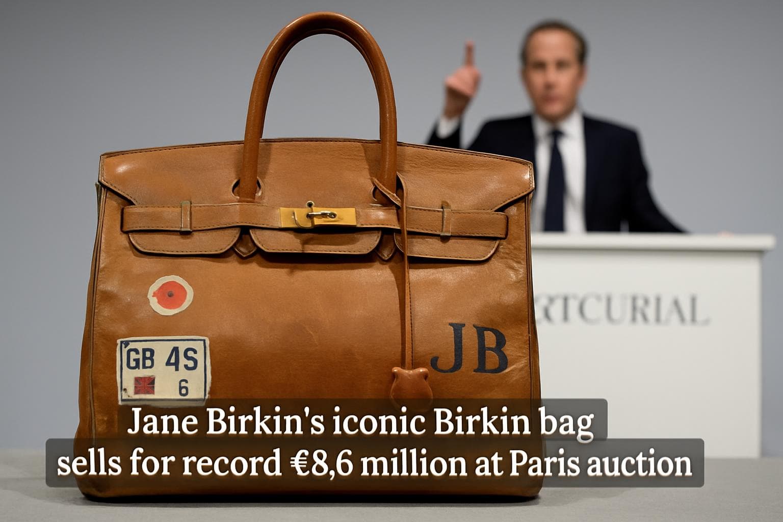 Birkin bag with personal stickers and initials