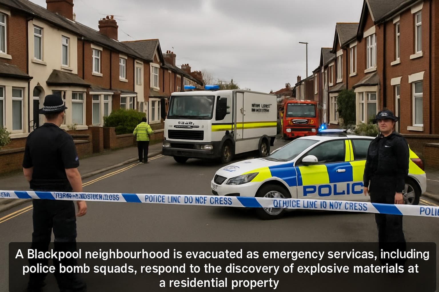 Police and bomb squad evacuating Blackpool neighborhood