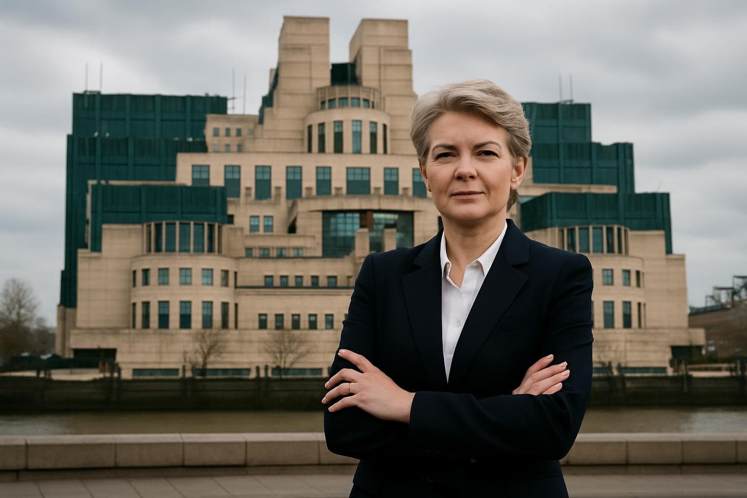 Blaise Metreweli in front of MI6 headquarters