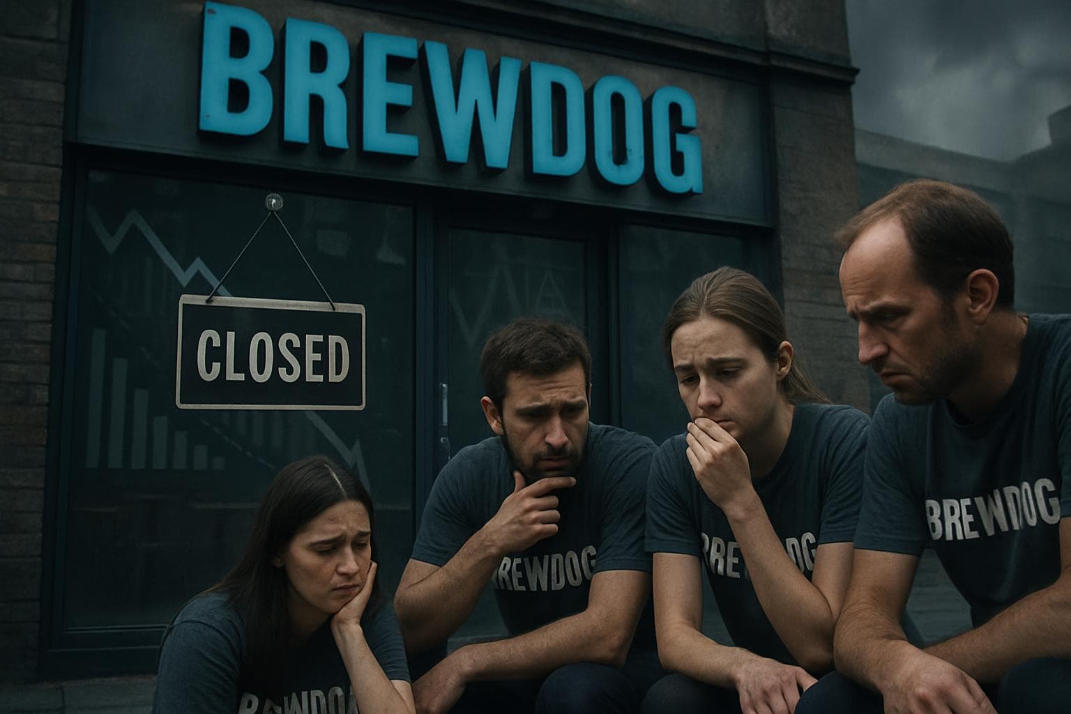 BrewDog bar with closed sign and concerned employees
