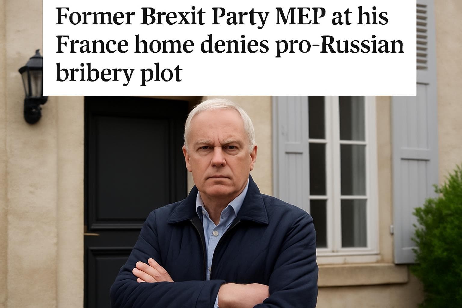 Former Brexit Party MEP standing outside his French residence