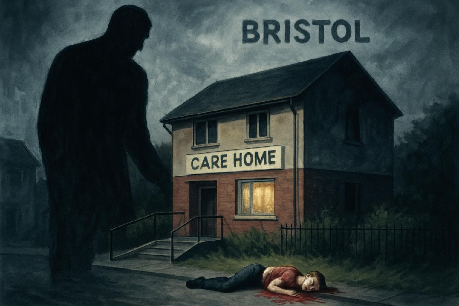 Care home in Bristol with shadowy figure representing negligence