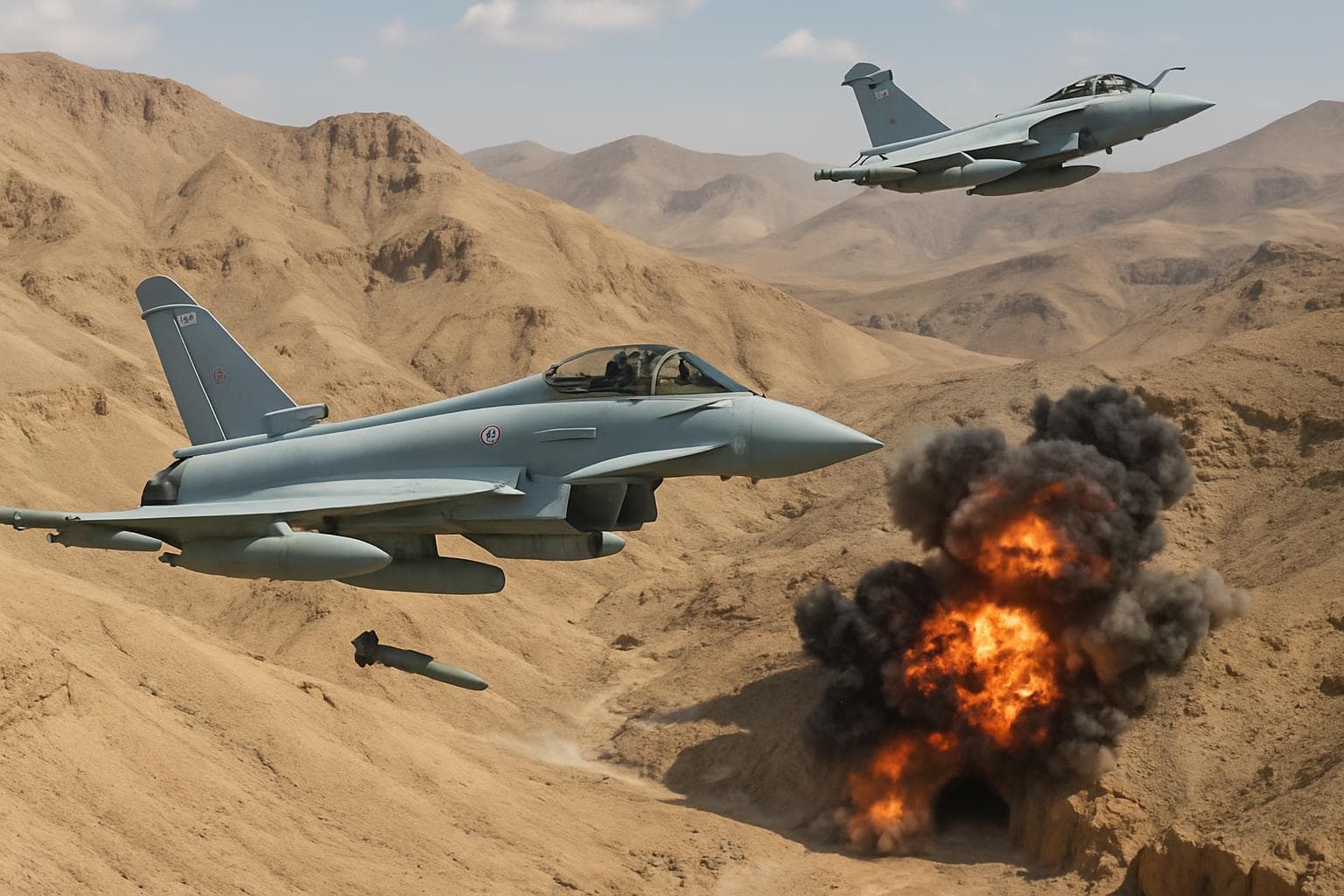 British and French aircraft airstrike on Islamic State facility in Syria