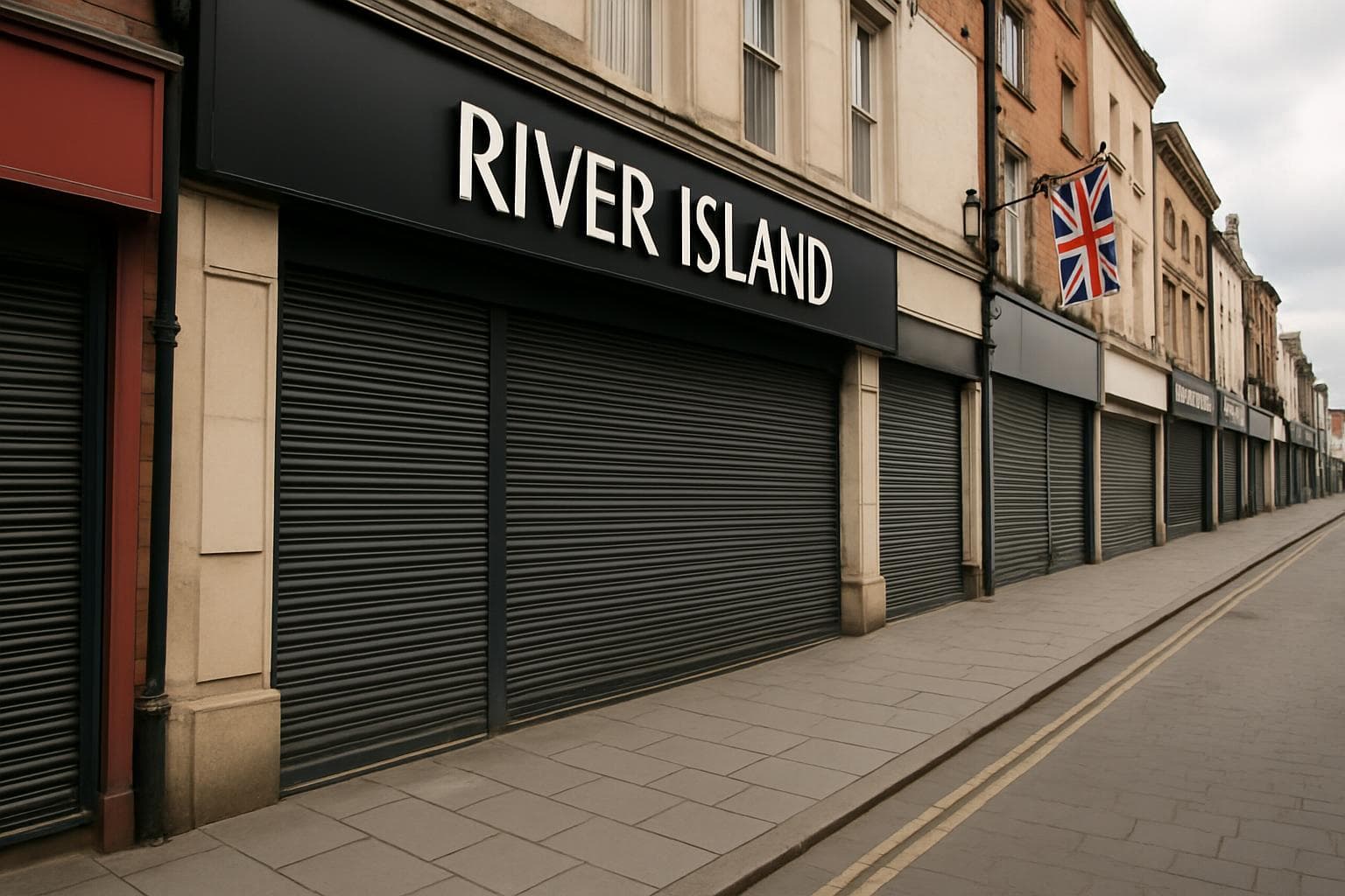 Closed store shutters on a British high street