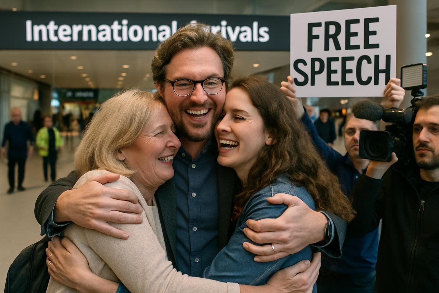 British journalist reunited with family at airport