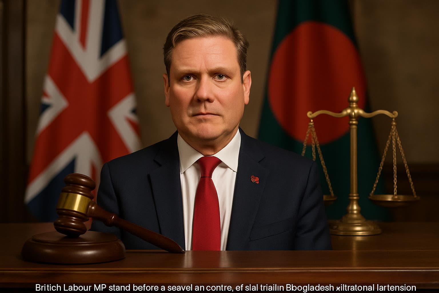British Labour MP with gavel and scales of justice