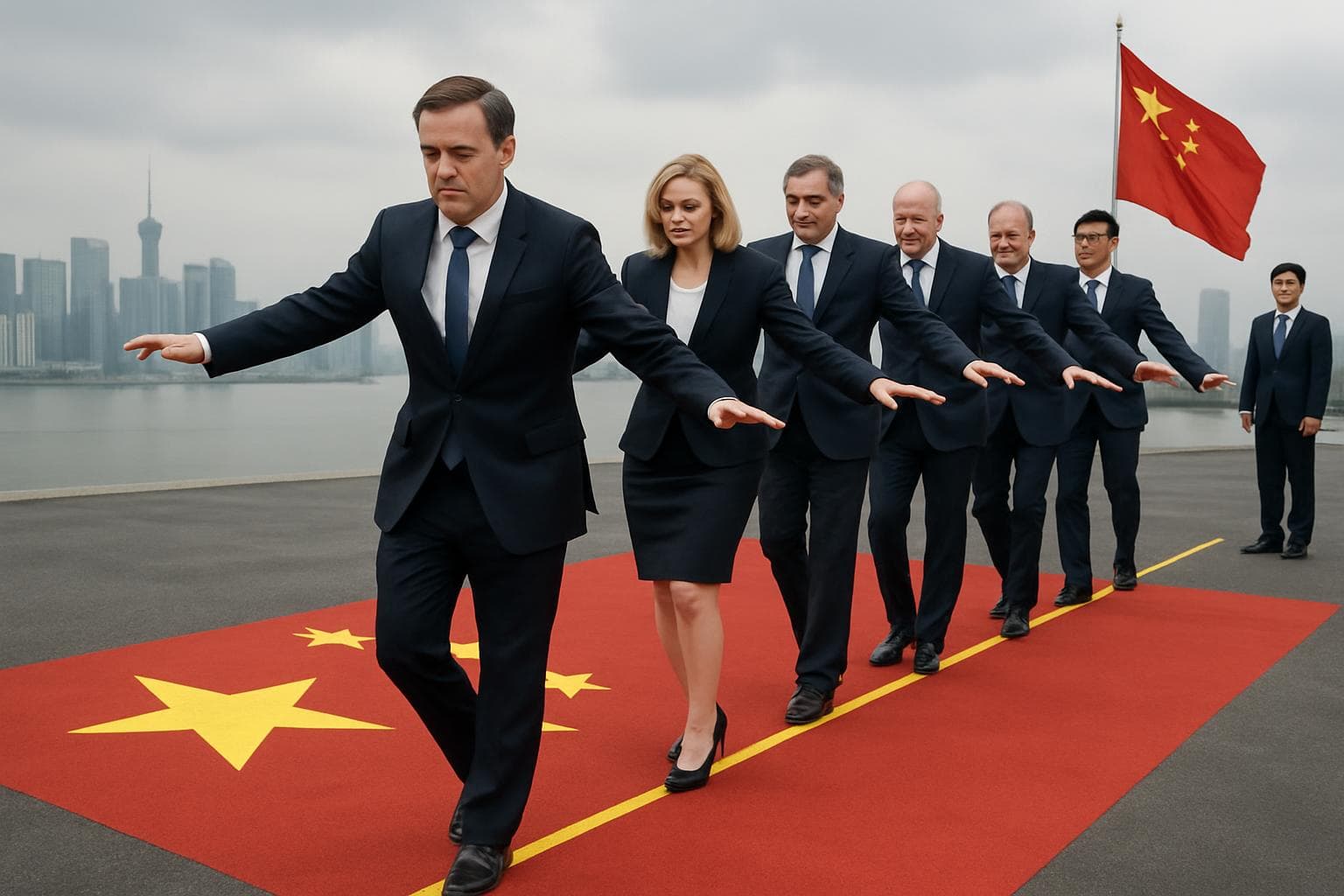 British Prime Minister with business leaders in China