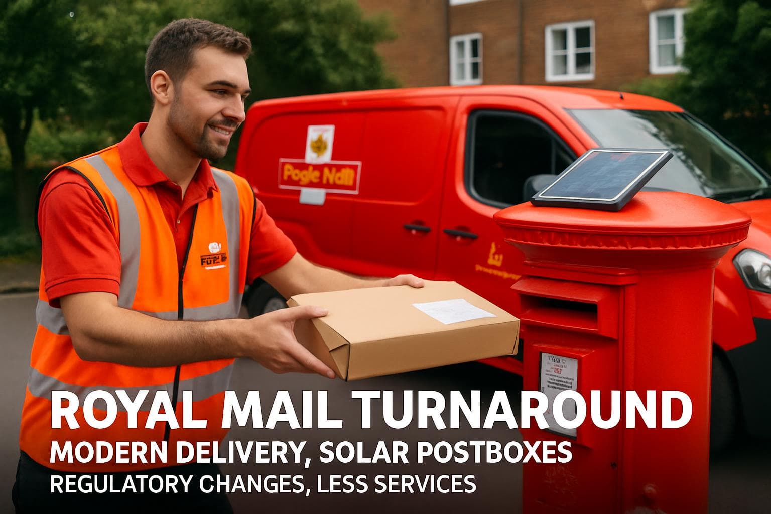 Modern British postal service with solar-powered postboxes