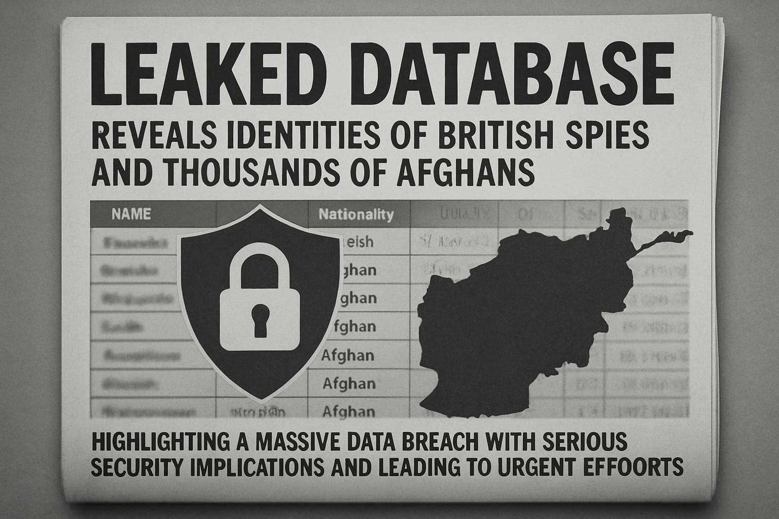 Database leak exposes British spies and Afghan identities