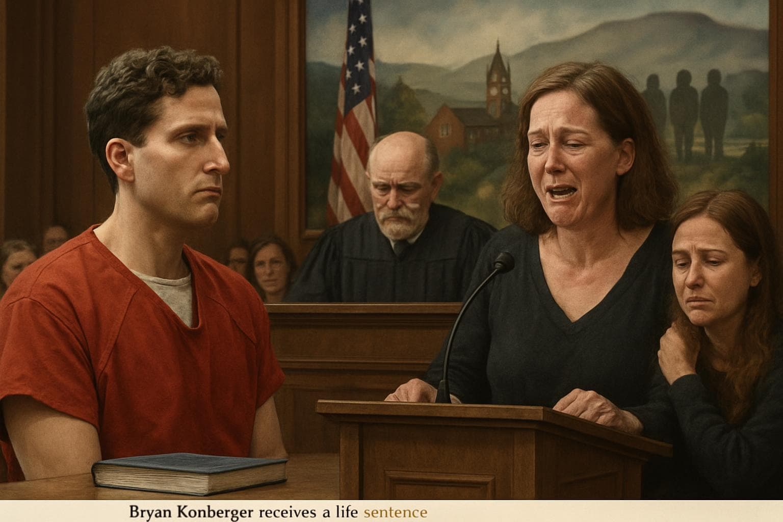 Bryan Kohberger in courtroom during sentencing with family present