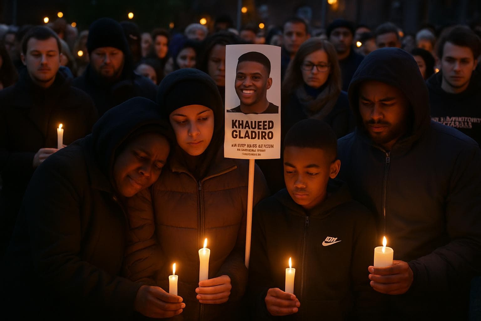 Family and community at candlelight vigil for Khaleed Oladipo