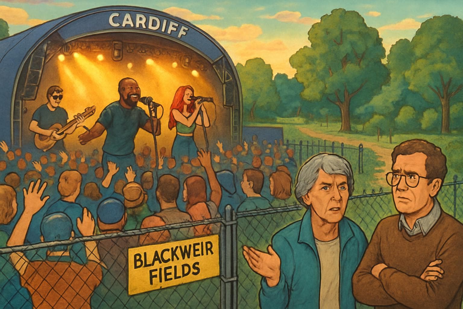 Vibrant music festival in Cardiff's Blackweir Fields
