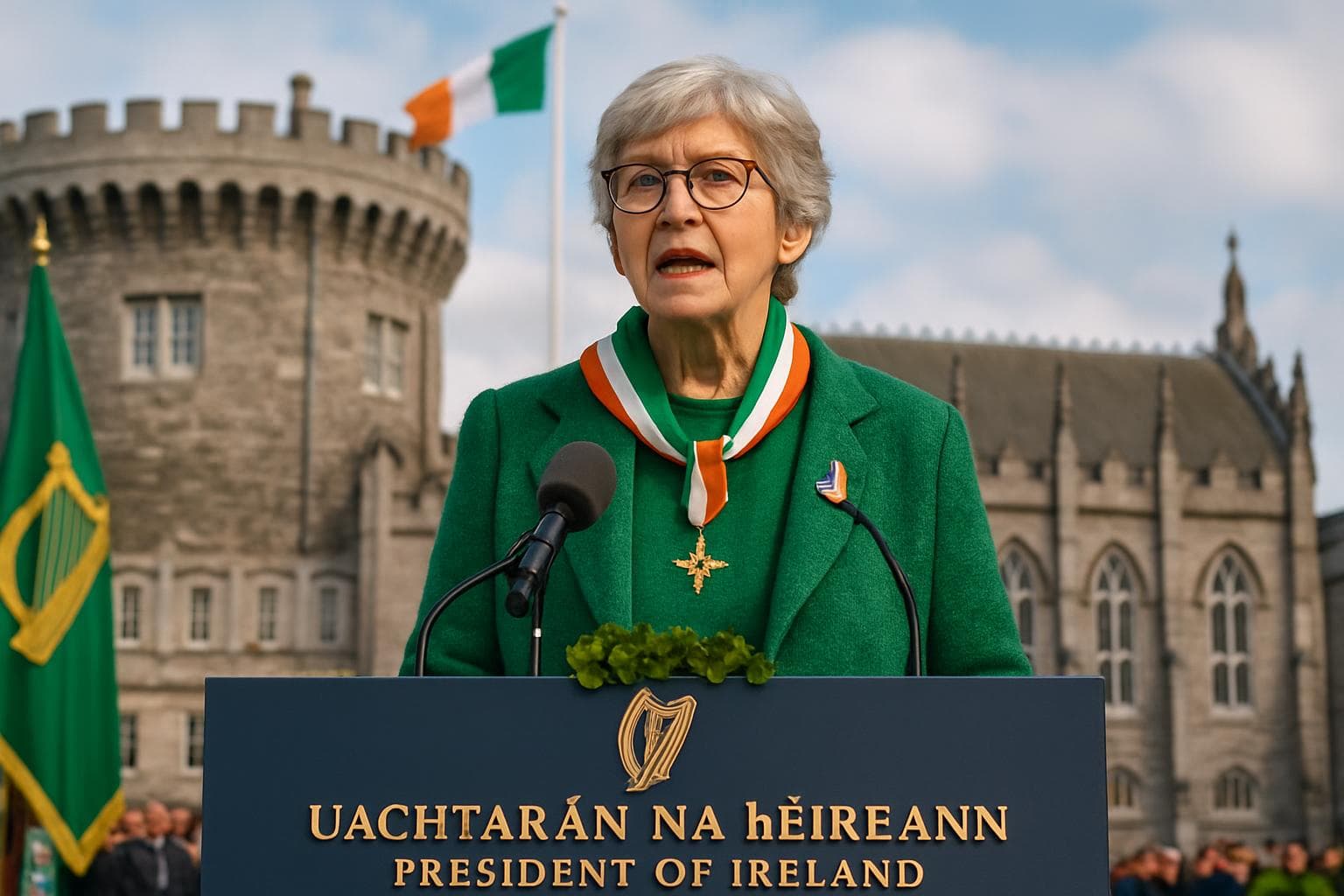Catherine Connolly being inaugurated at Dublin Castle