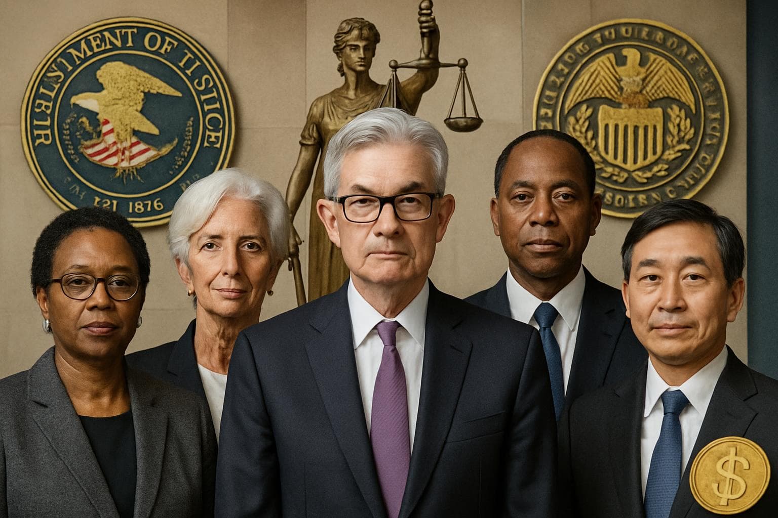 Central bank leaders with US Federal Reserve Chair Powell