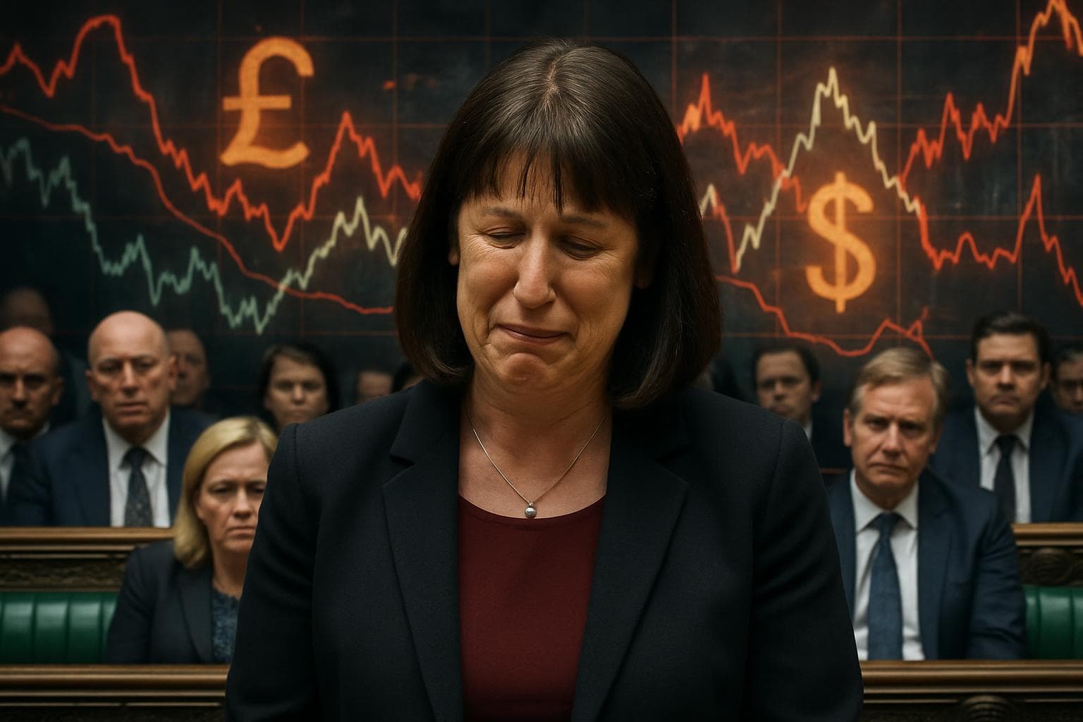 Chancellor Rachel Reeves in parliament with financial graphs
