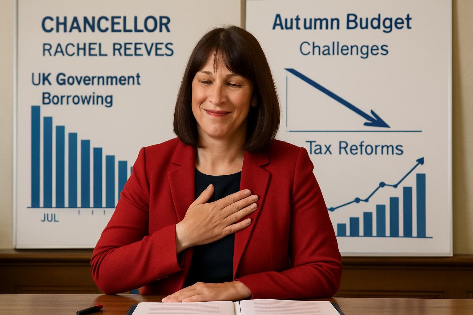 Chancellor Rachel Reeves reviewing financial charts