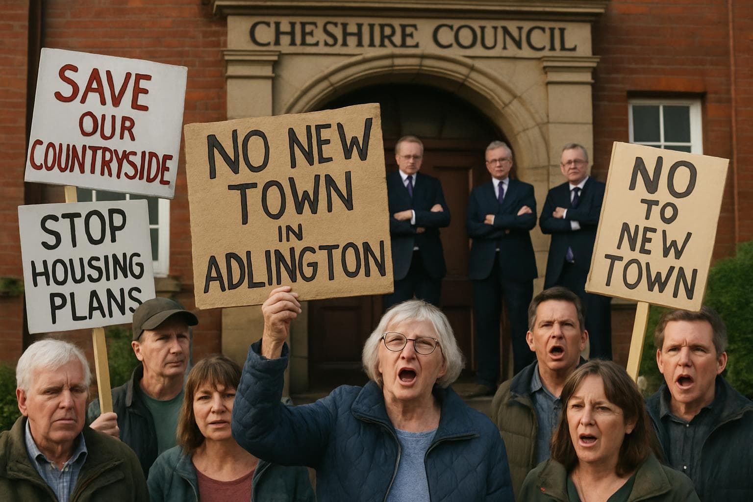 Cheshire residents protesting against new town proposal in Adlington