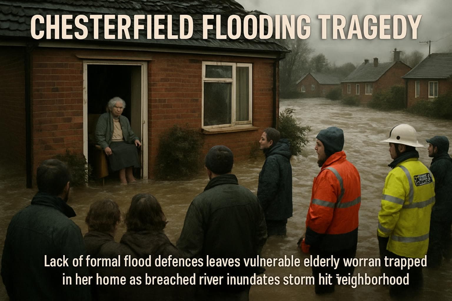 Elderly woman's home surrounded by floodwaters in Chesterfield