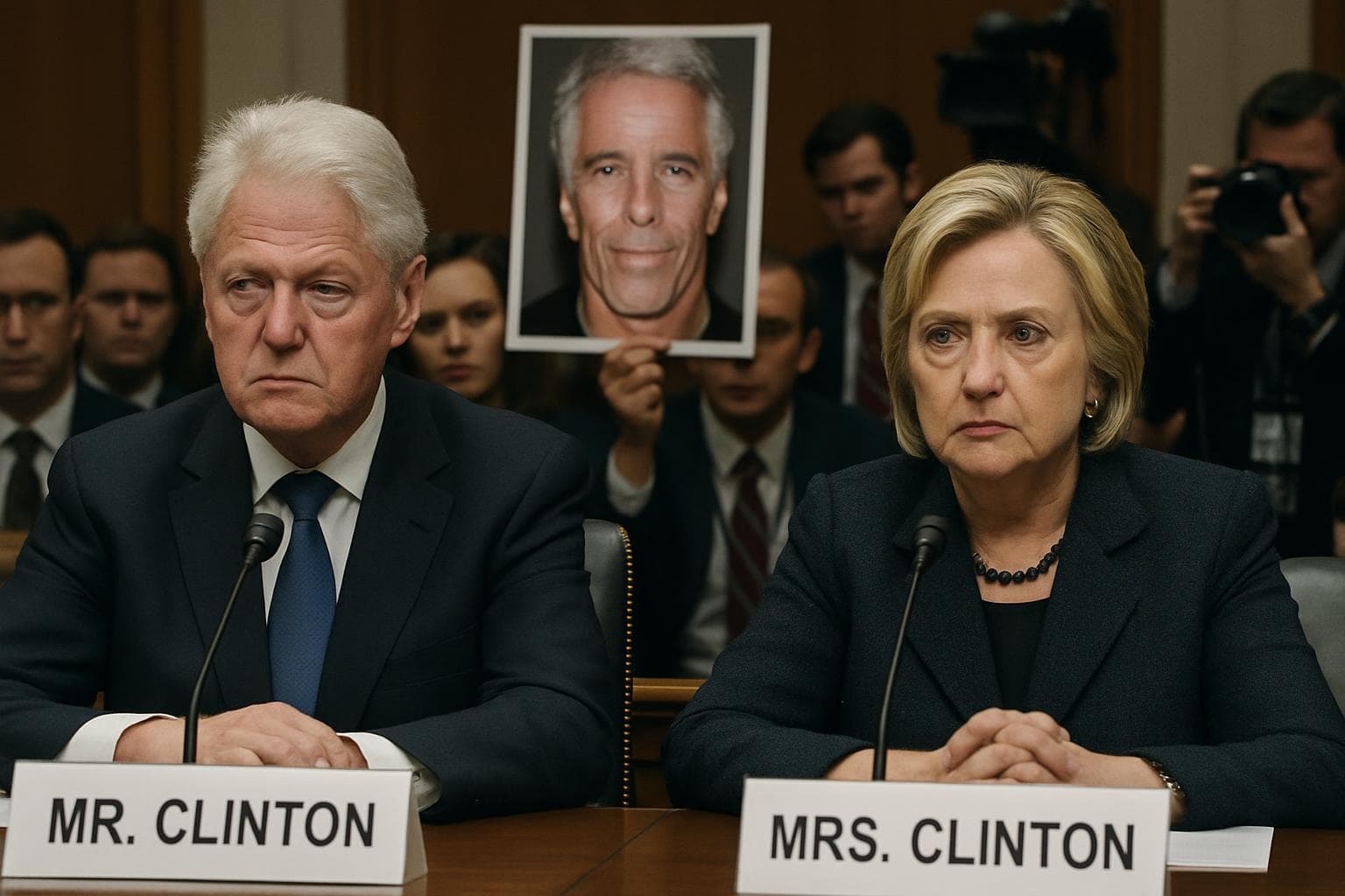 Bill and Hillary Clinton testifying at congressional hearing