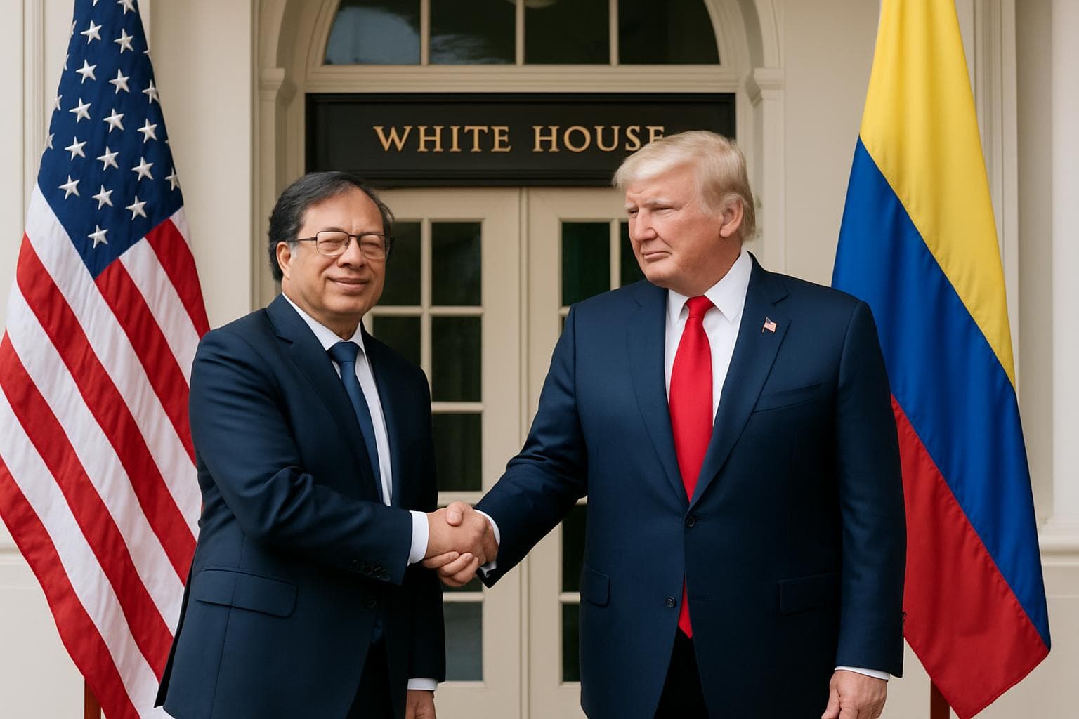 Colombian President Petro and US President Trump shaking hands
