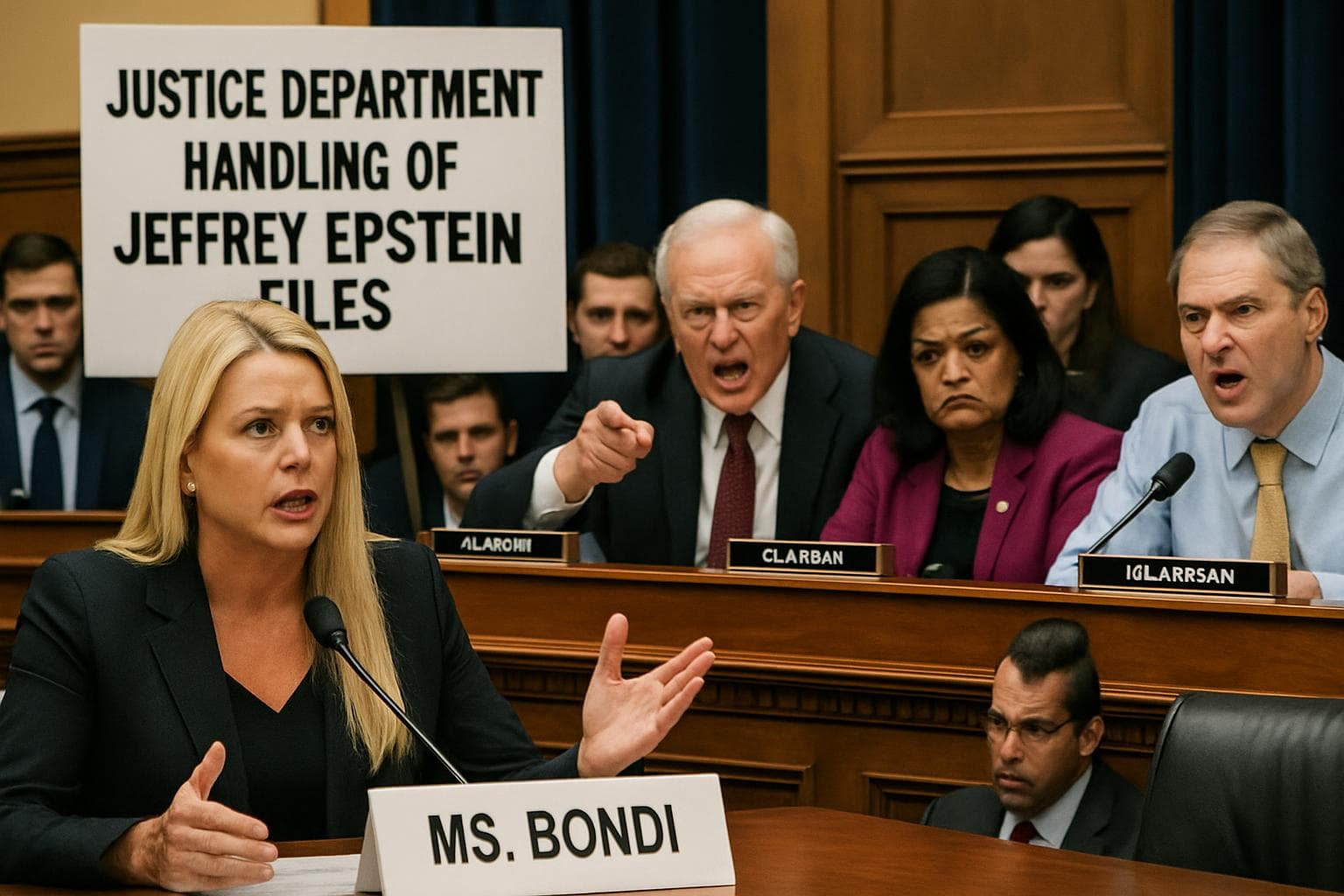 Pam Bondi at congressional hearing on Epstein files