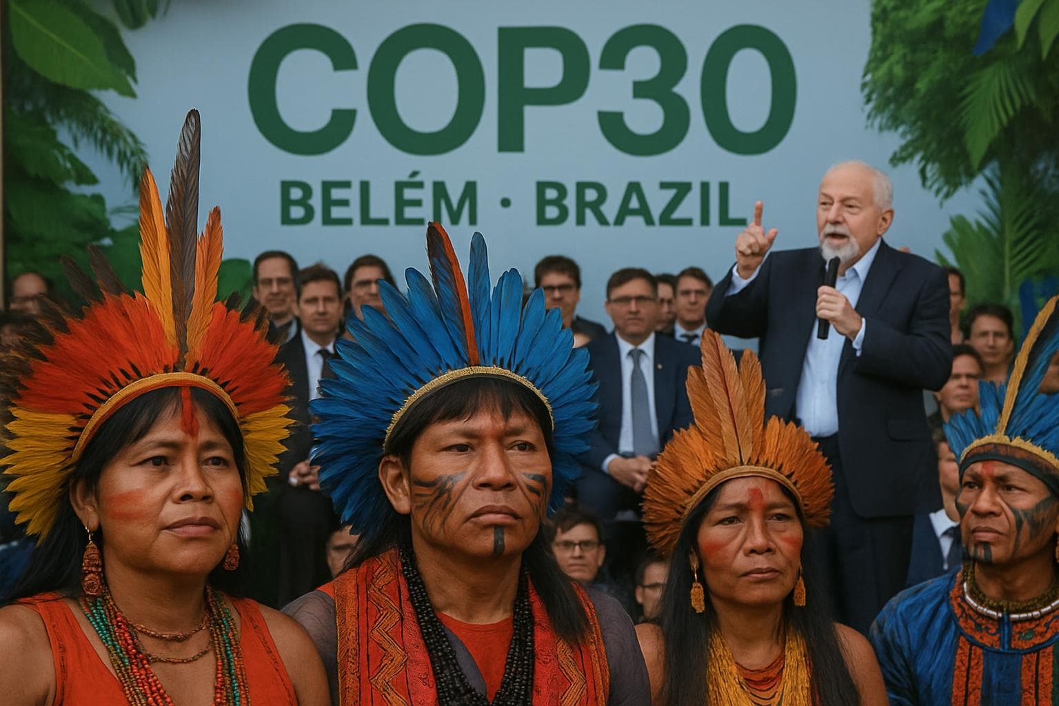 Gathering at COP30 in Belém with indigenous leaders and President Lula
