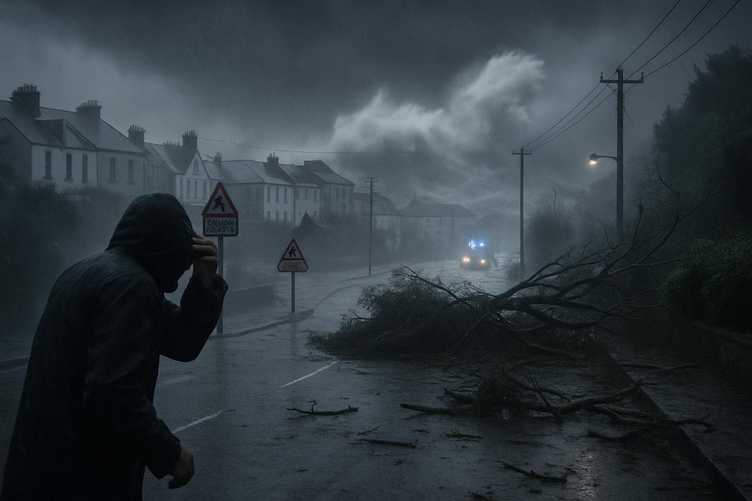 Storm in Cornwall causing power outages and disruptions