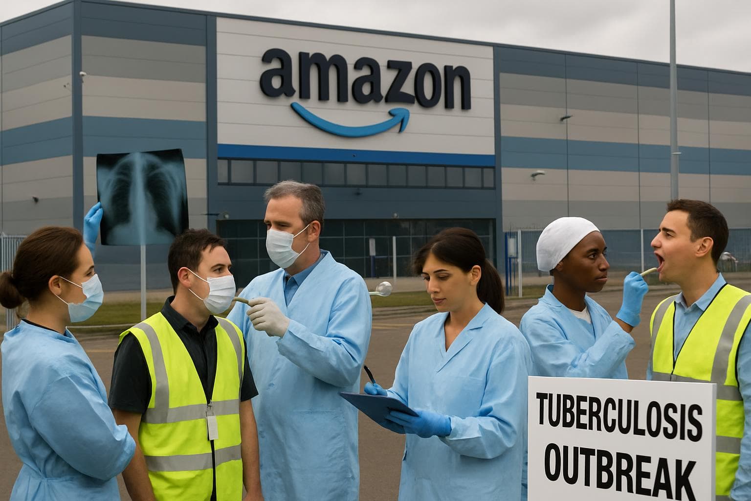 Health workers at Amazon's Coventry warehouse during screenings