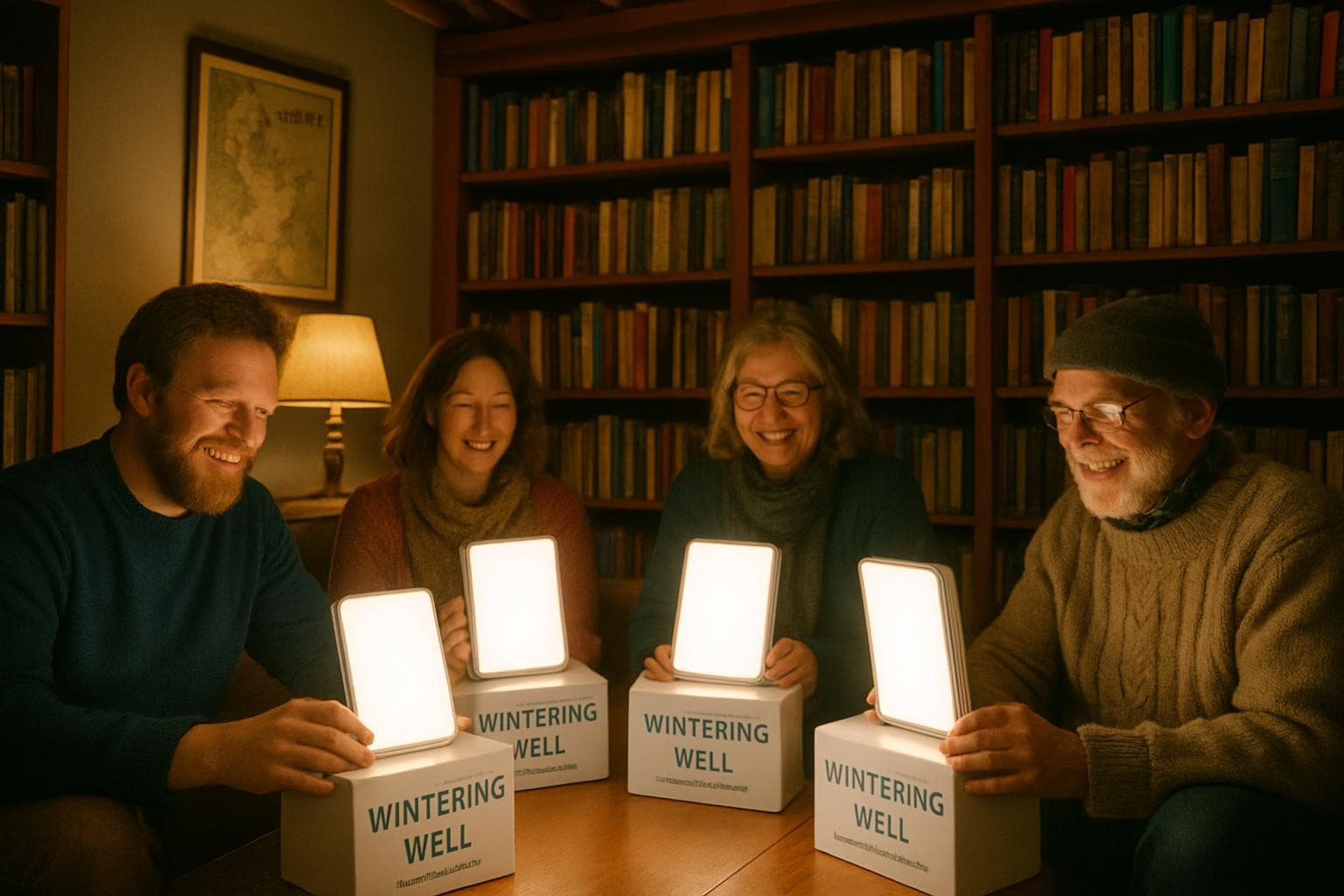 People in Orkney library using Wintering Well boxes