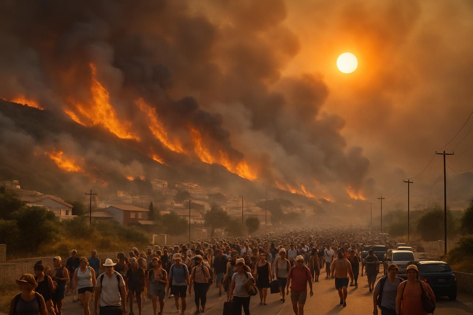 Mass evacuation on Crete due to spreading wildfire