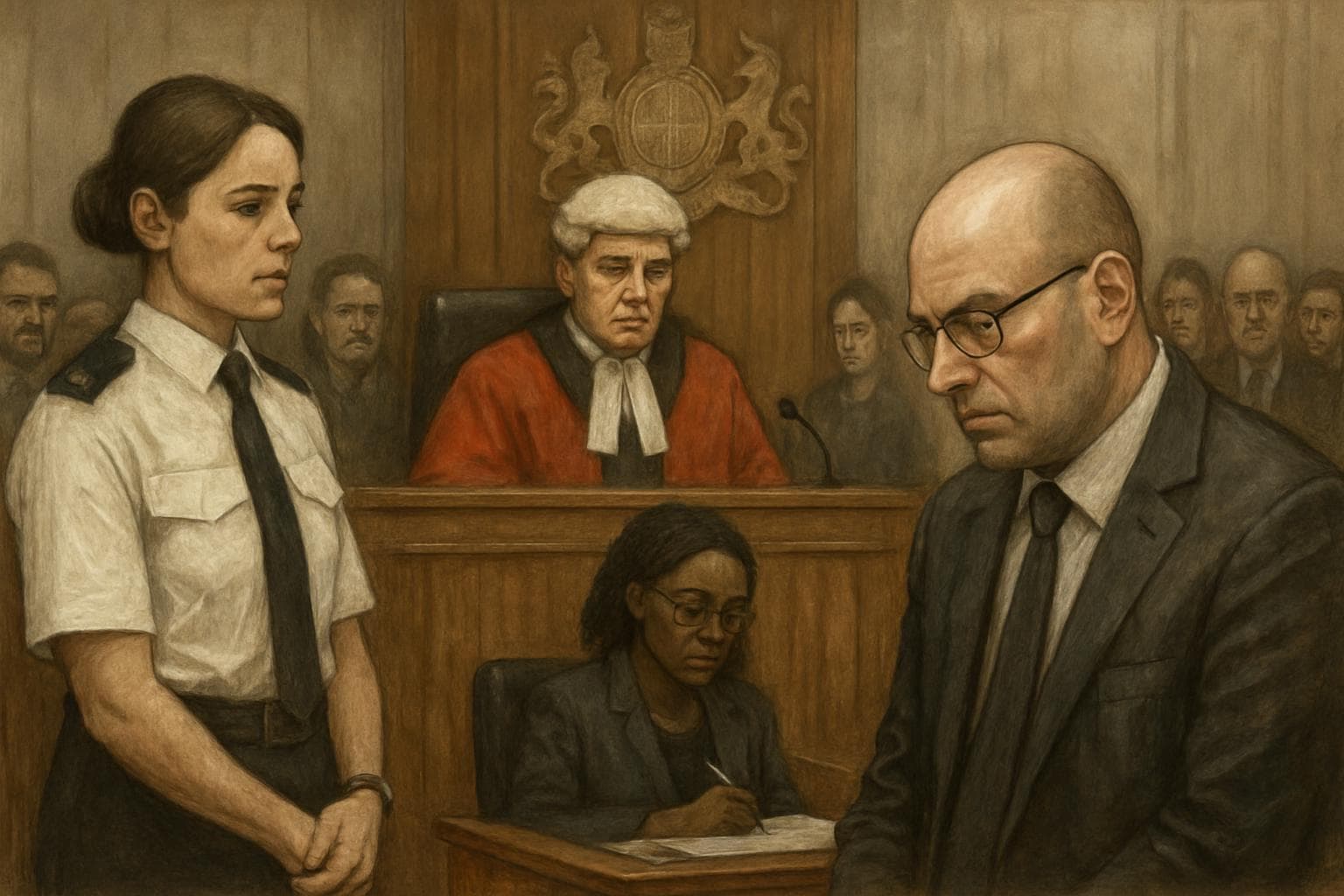 Courtroom scene with David Carrick found guilty